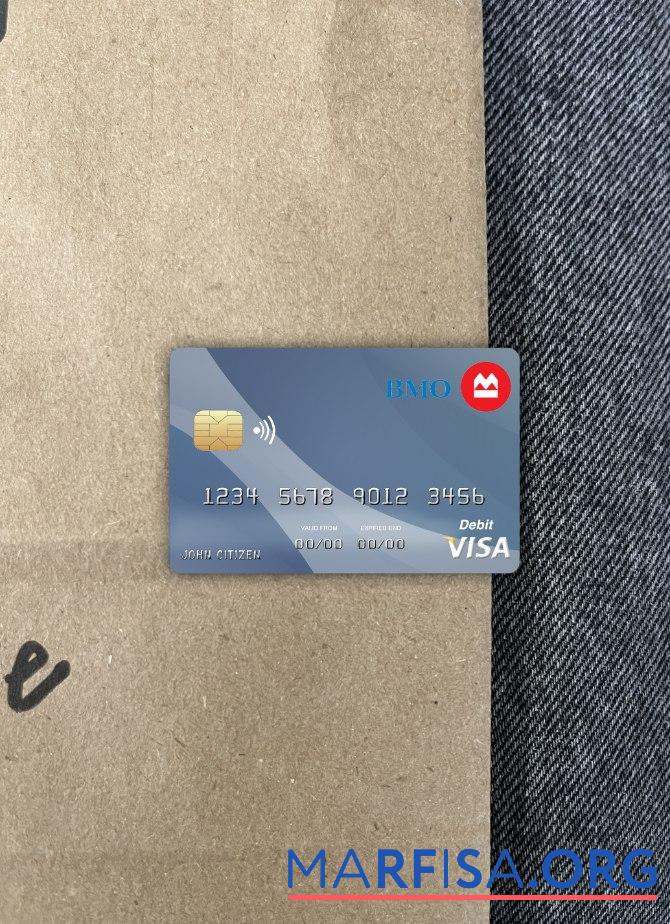 Realistic Canada Montreal bank visa card photolook front download for verification